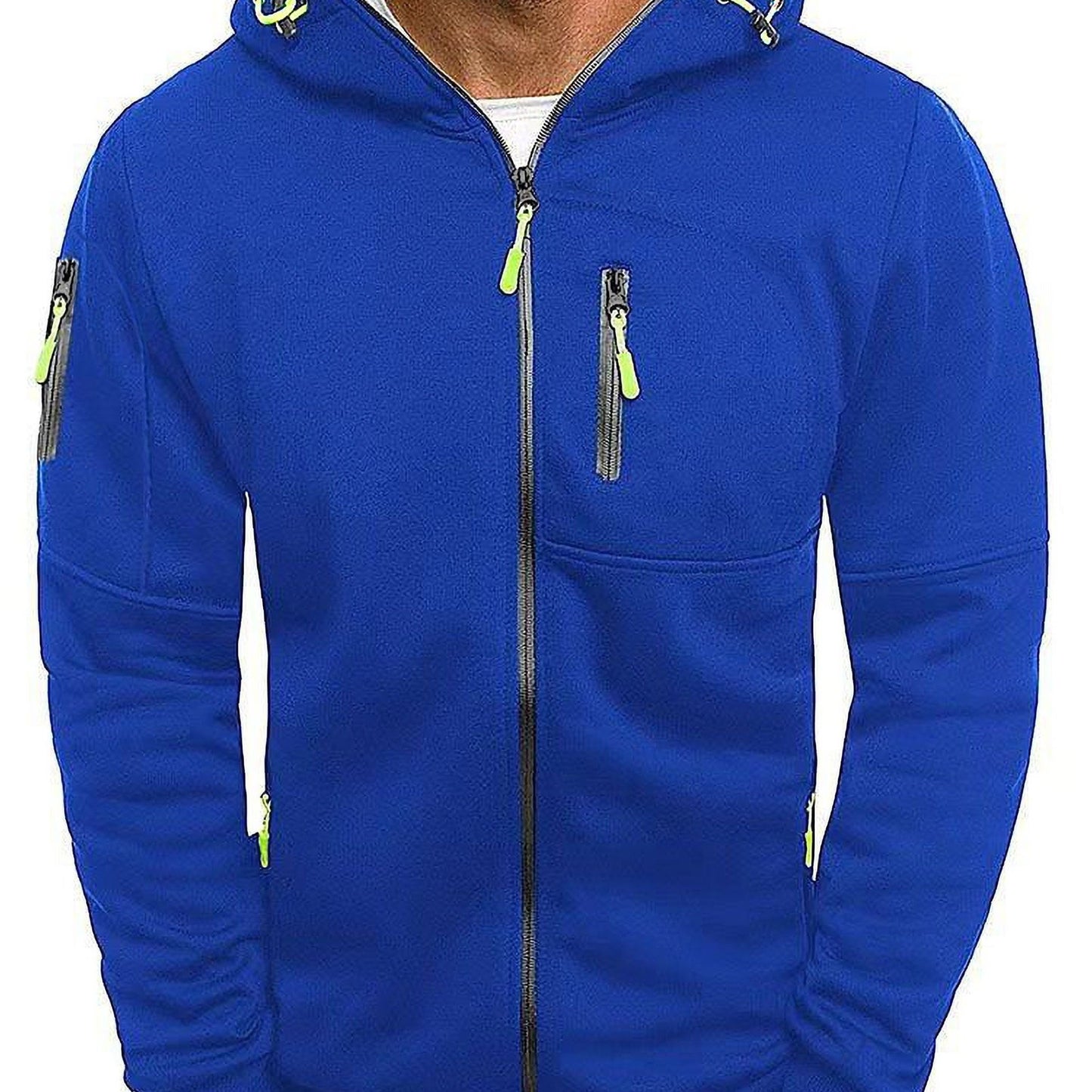 Men's Hooded Jacket - Active Hoodies with Zipper Pocket, Casual Long Sleeve Zip Up Design for Gym Sports and Spring Fall Seasons
