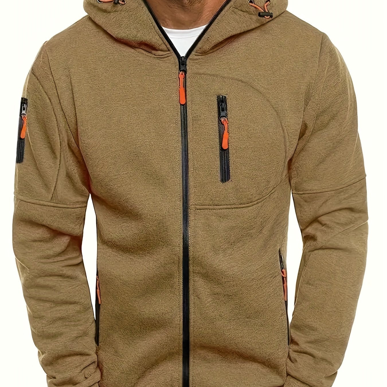 Men's Hooded Jacket - Active Hoodies with Zipper Pocket, Casual Long Sleeve Zip Up Design for Gym Sports and Spring Fall Seasons