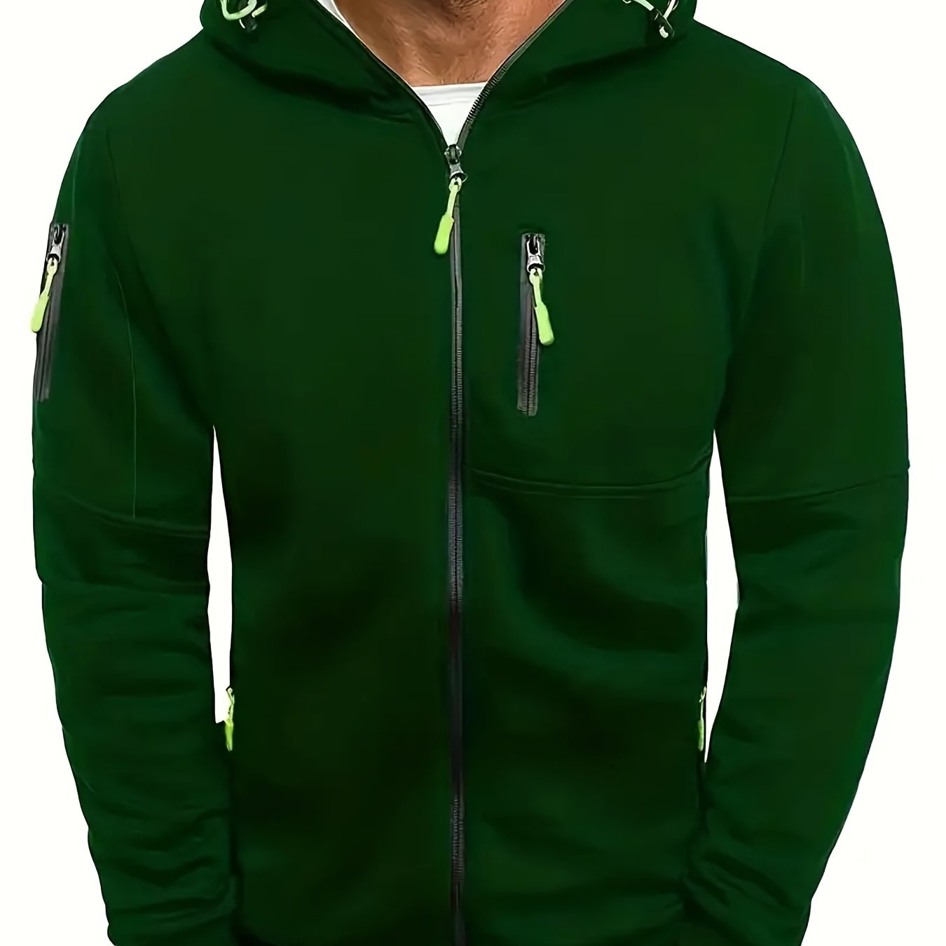 Men's Hooded Jacket - Active Hoodies with Zipper Pocket, Casual Long Sleeve Zip Up Design for Gym Sports and Spring Fall Seasons