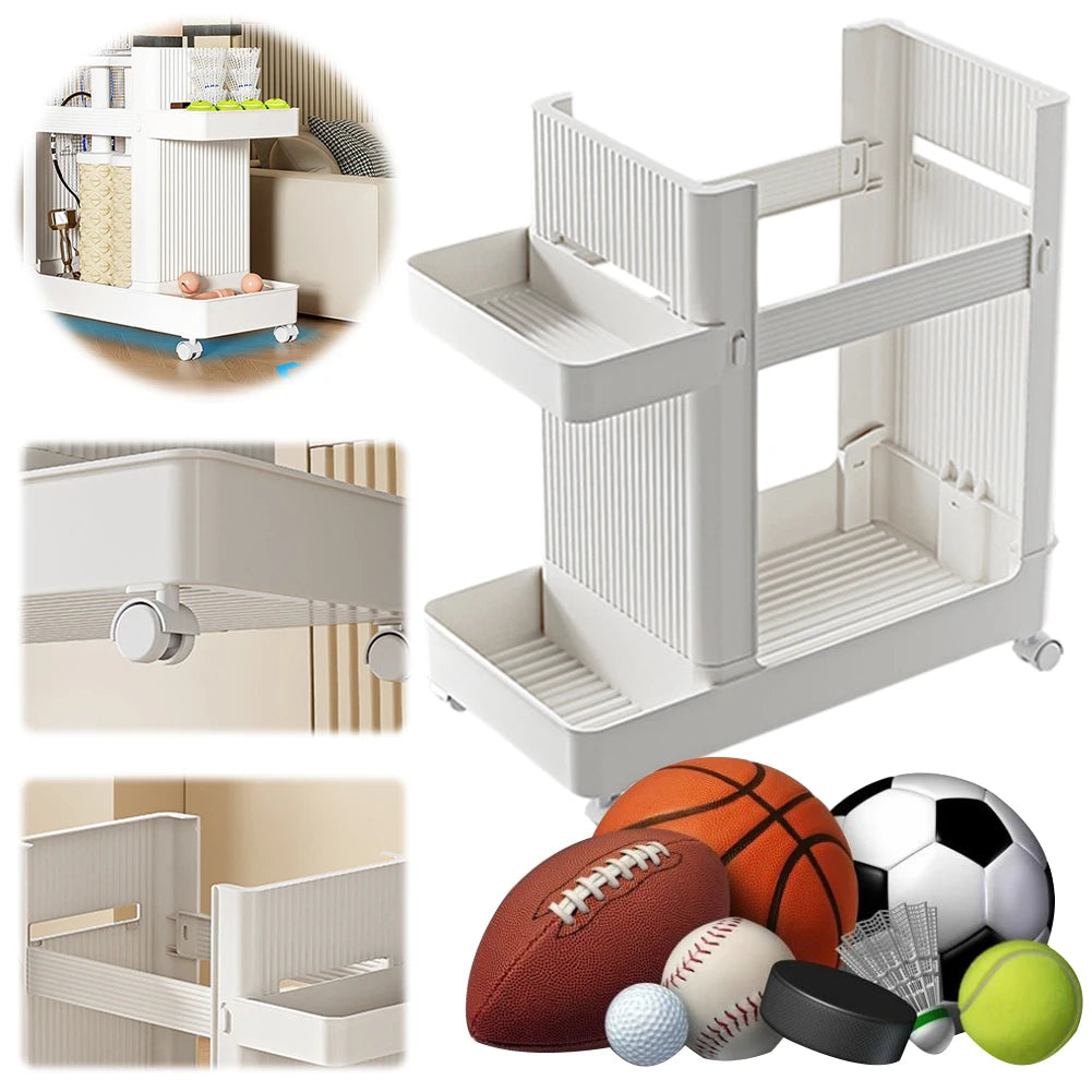 Gym Equipment Holder with Wheels Sports Equipment Storage Rack Yoga Mat Storage Basket Fitness Equipment Sports Tools Organizer