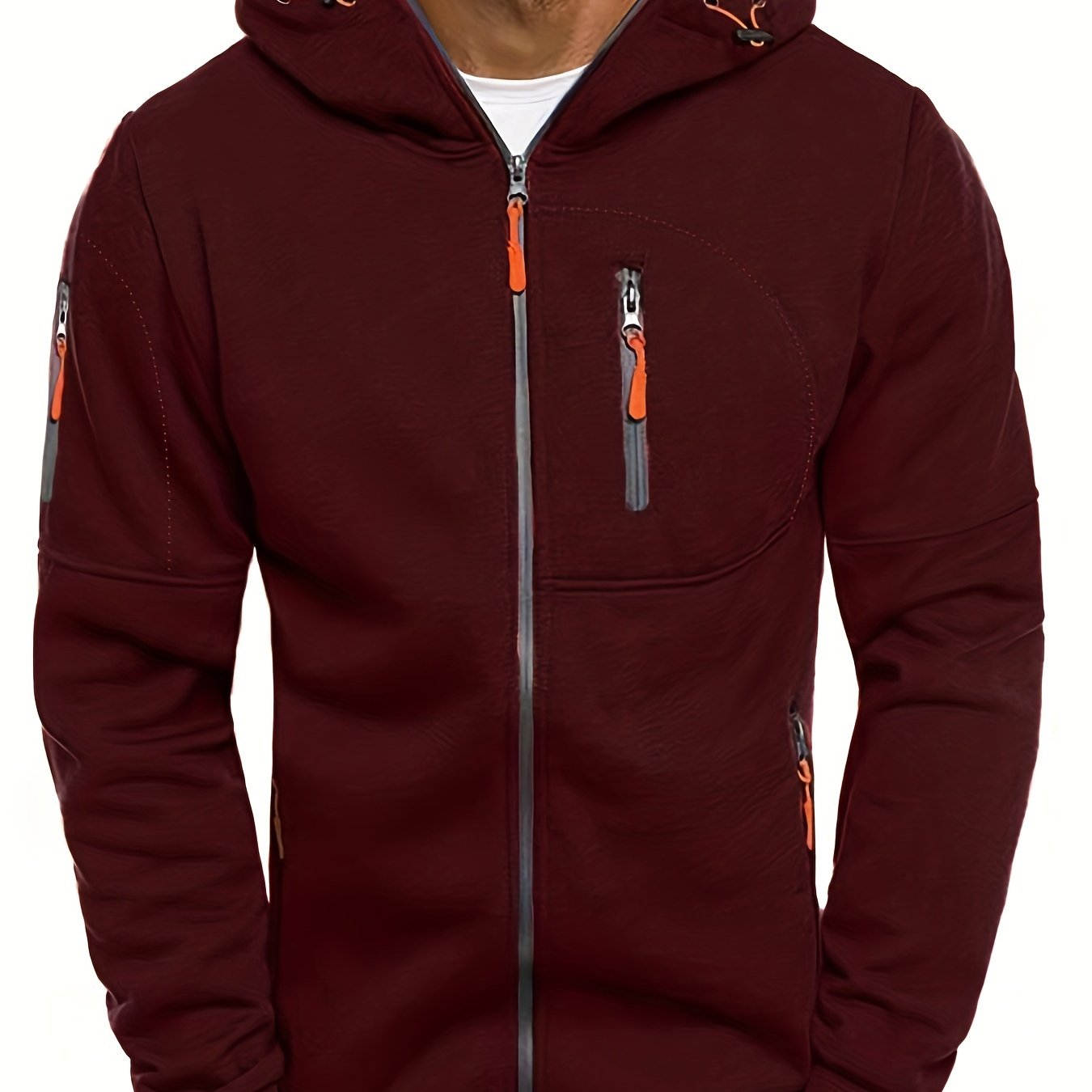 Men's Hooded Jacket - Active Hoodies with Zipper Pocket, Casual Long Sleeve Zip Up Design for Gym Sports and Spring Fall Seasons