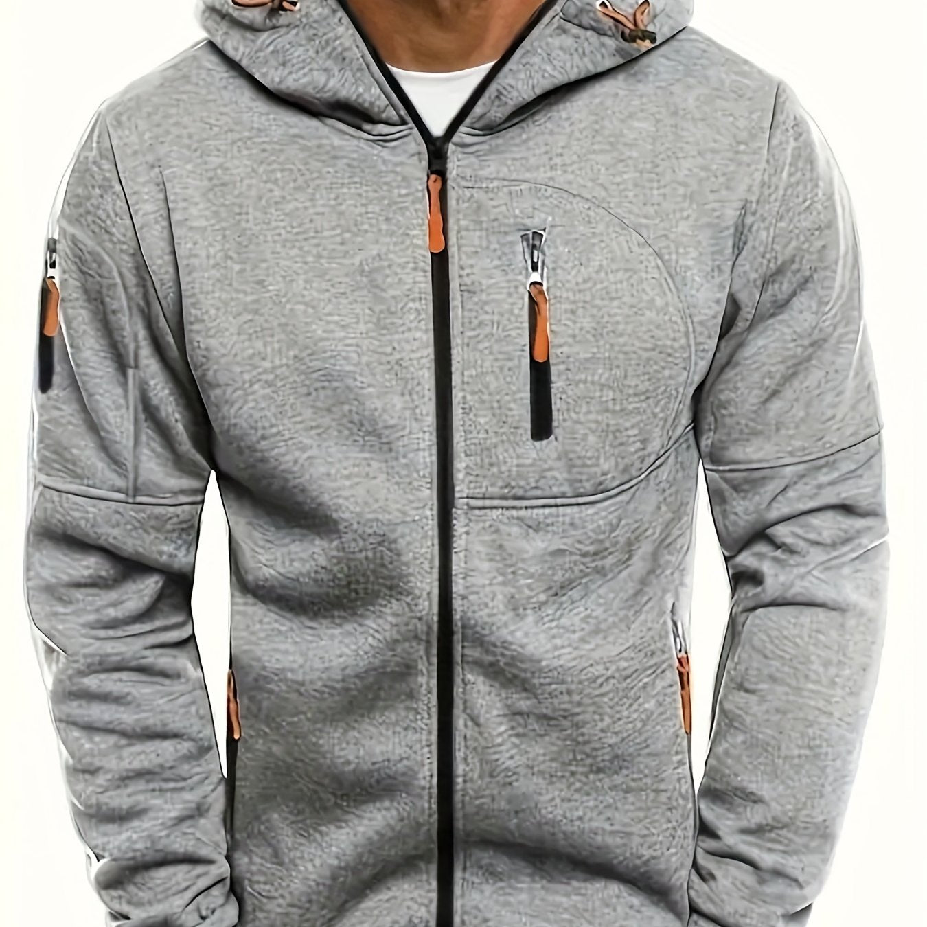 Men's Hooded Jacket - Active Hoodies with Zipper Pocket, Casual Long Sleeve Zip Up Design for Gym Sports and Spring Fall Seasons