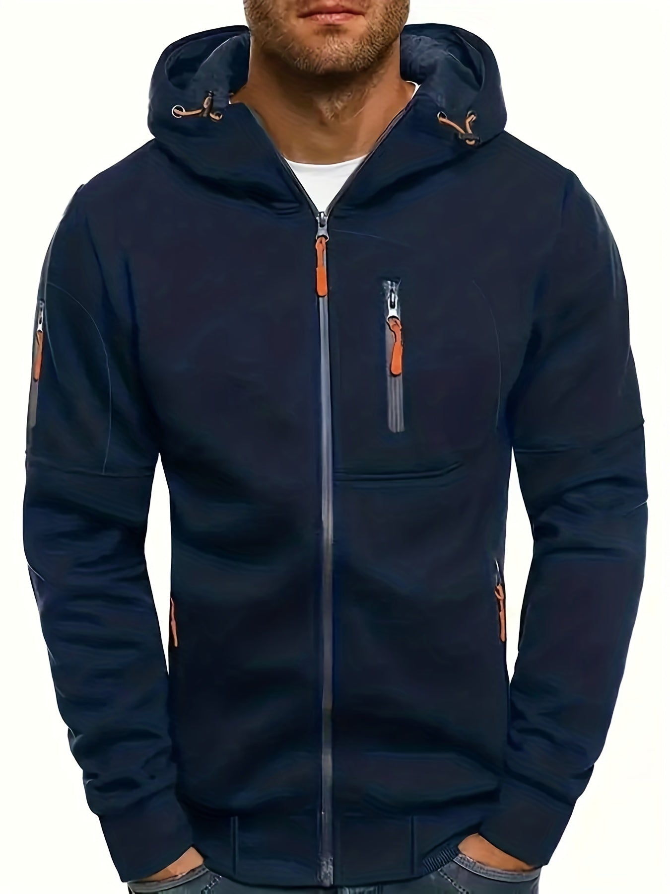 Men's Hooded Jacket - Active Hoodies with Zipper Pocket, Casual Long Sleeve Zip Up Design for Gym Sports and Spring Fall Seasons