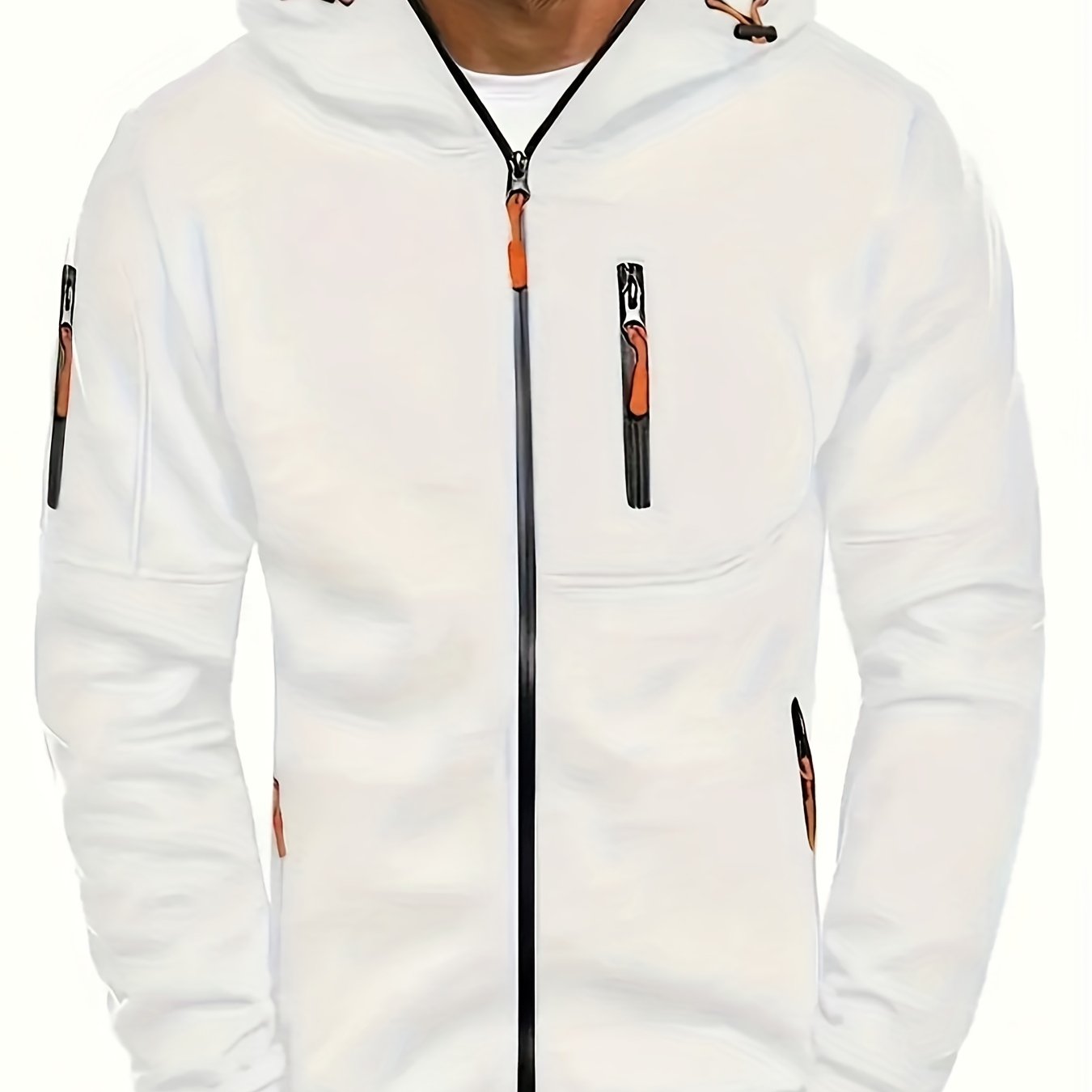 Men's Hooded Jacket - Active Hoodies with Zipper Pocket, Casual Long Sleeve Zip Up Design for Gym Sports and Spring Fall Seasons