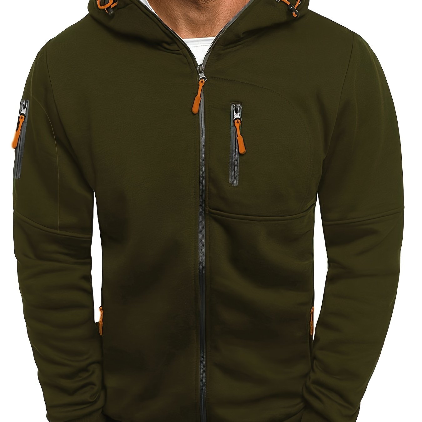 Men's Hooded Jacket - Active Hoodies with Zipper Pocket, Casual Long Sleeve Zip Up Design for Gym Sports and Spring Fall Seasons