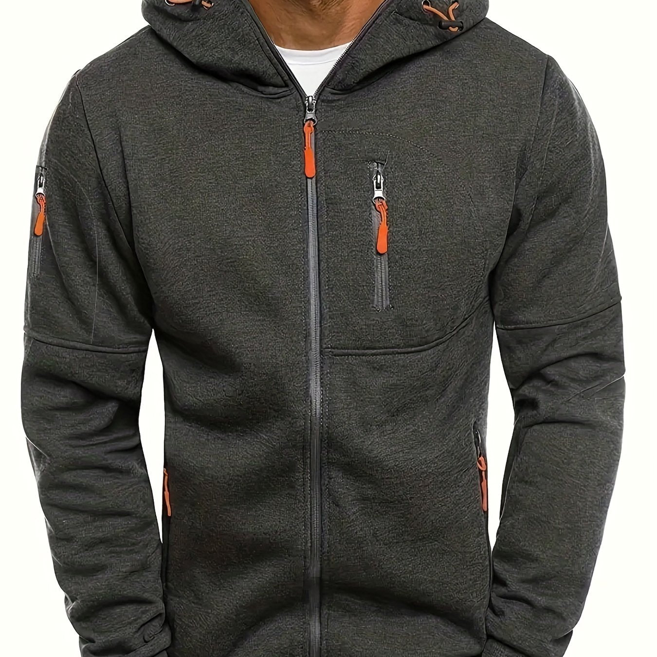 Men's Hooded Jacket - Active Hoodies with Zipper Pocket, Casual Long Sleeve Zip Up Design for Gym Sports and Spring Fall Seasons